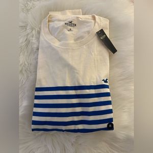 Hollister Cream and Blue Striped Long Sleeve Tee